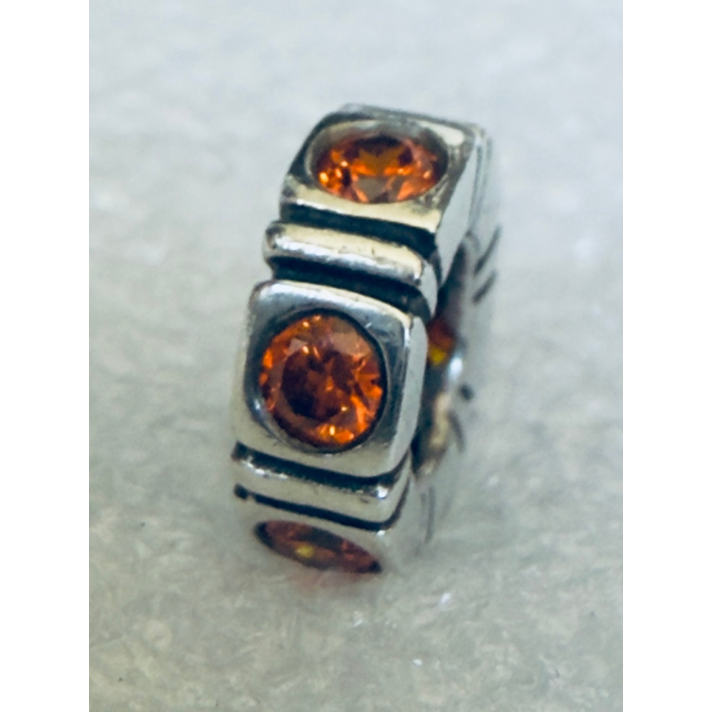 Genuine Pandora Sterling Silver 925 Trinity CZ Orange Light Spacer Charm - Picture 3 of 4